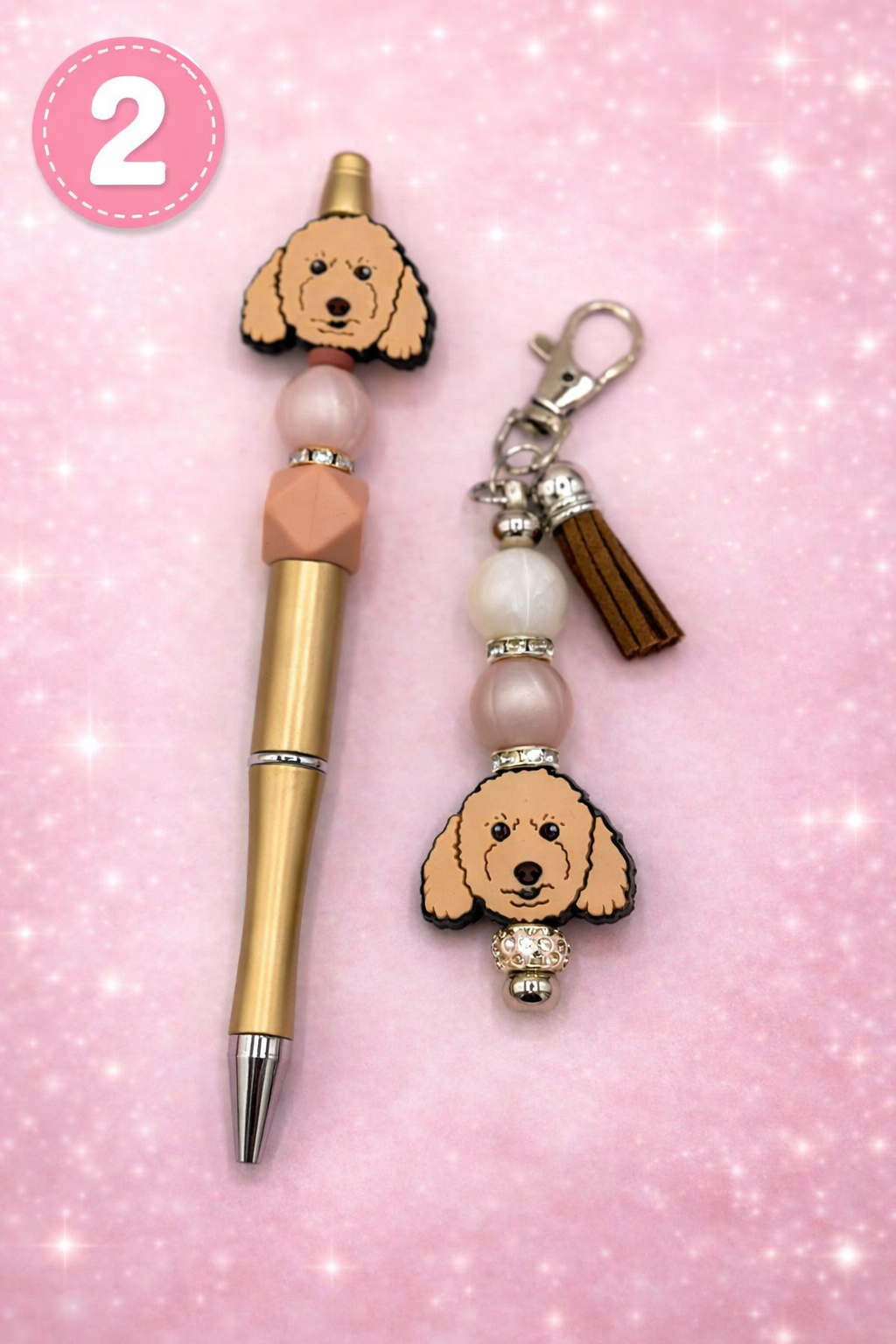 Beaded Pen and Keychain Set | Cute Animal Charm Gift | Handmade Desk Accessory