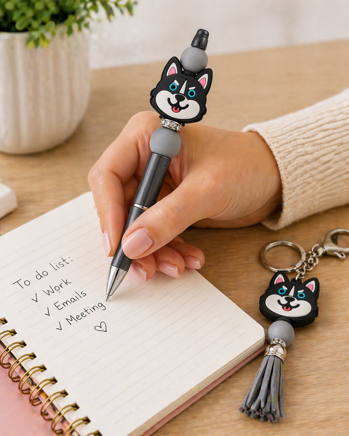 cute beaded pen colorful desk accessory with charm