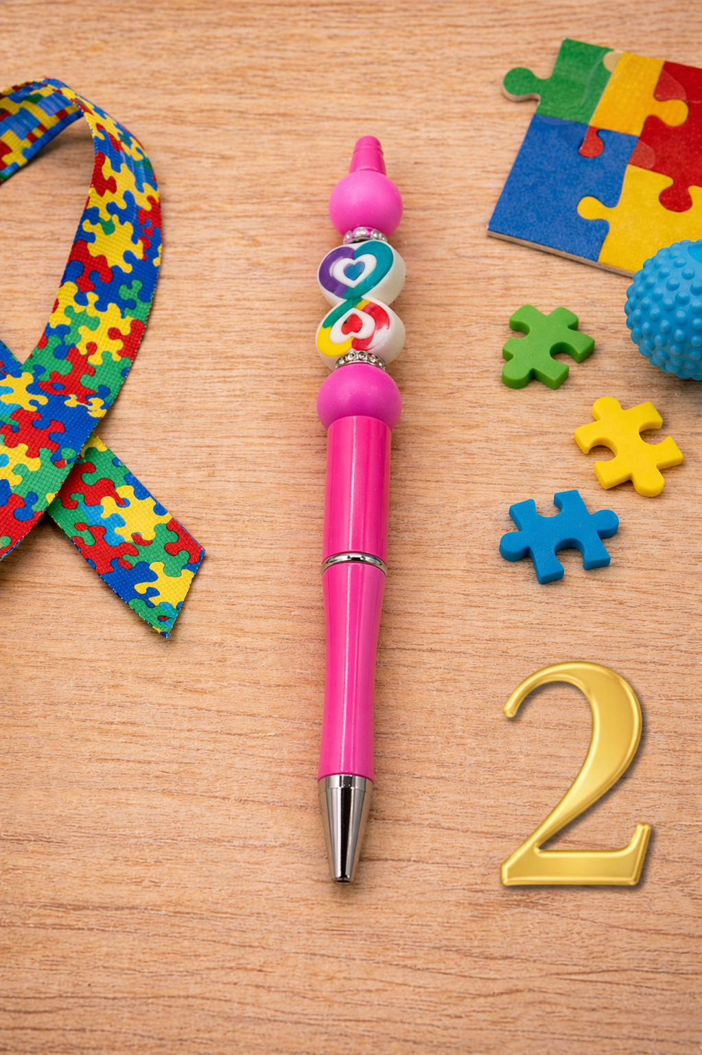 Autism Awareness Beaded Pen | Handmade Gift | Teacher Gift | Sensory Friendly | Meaningful Desk Accessory