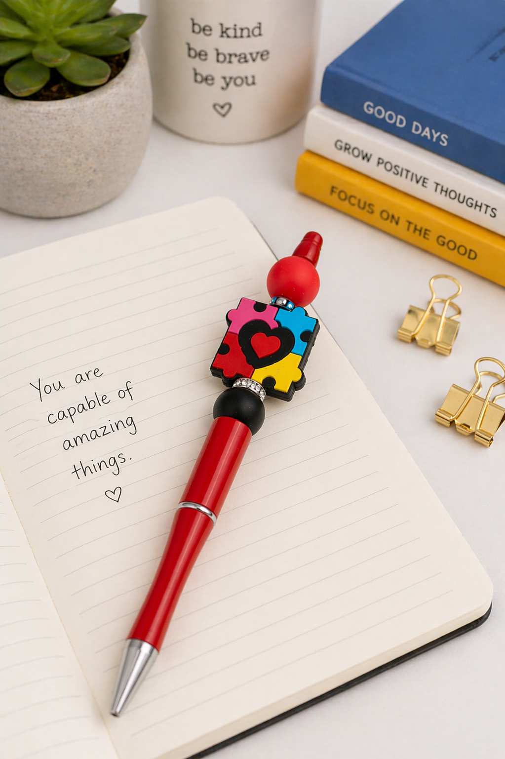 Autism Awareness Beaded Pen | Handmade Gift | Teacher Gift | Sensory Friendly | Meaningful Desk Accessory