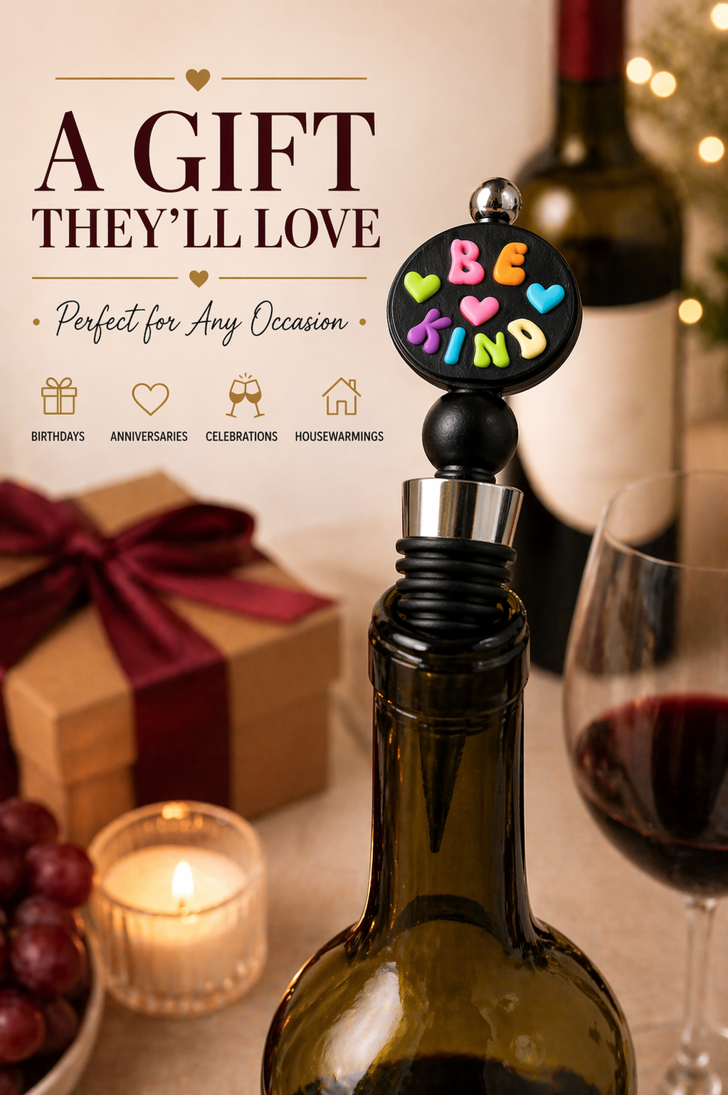 Retro Wine Bottle Stopper – Colorful Vintage Style Wine Plug | Leak Proof Reusable Bar Accessory | Gift for Wine Lovers