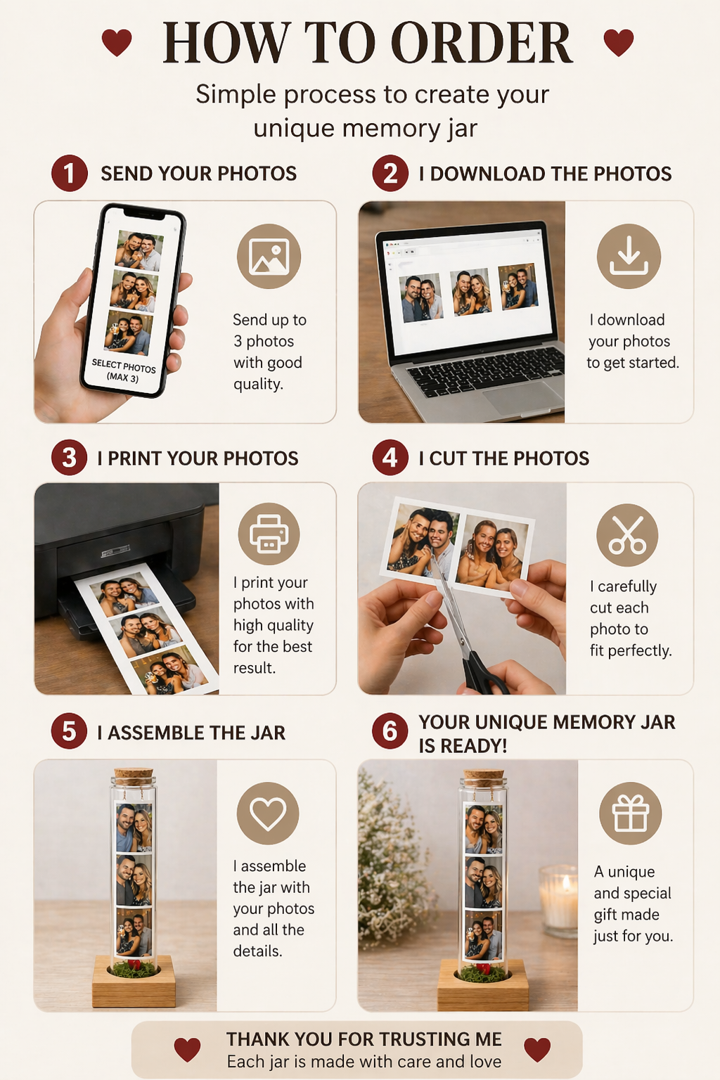 Personalized Photo Bottle XL – Custom Memory Jar Gift for Couples, Anniversary & Family Keepsake