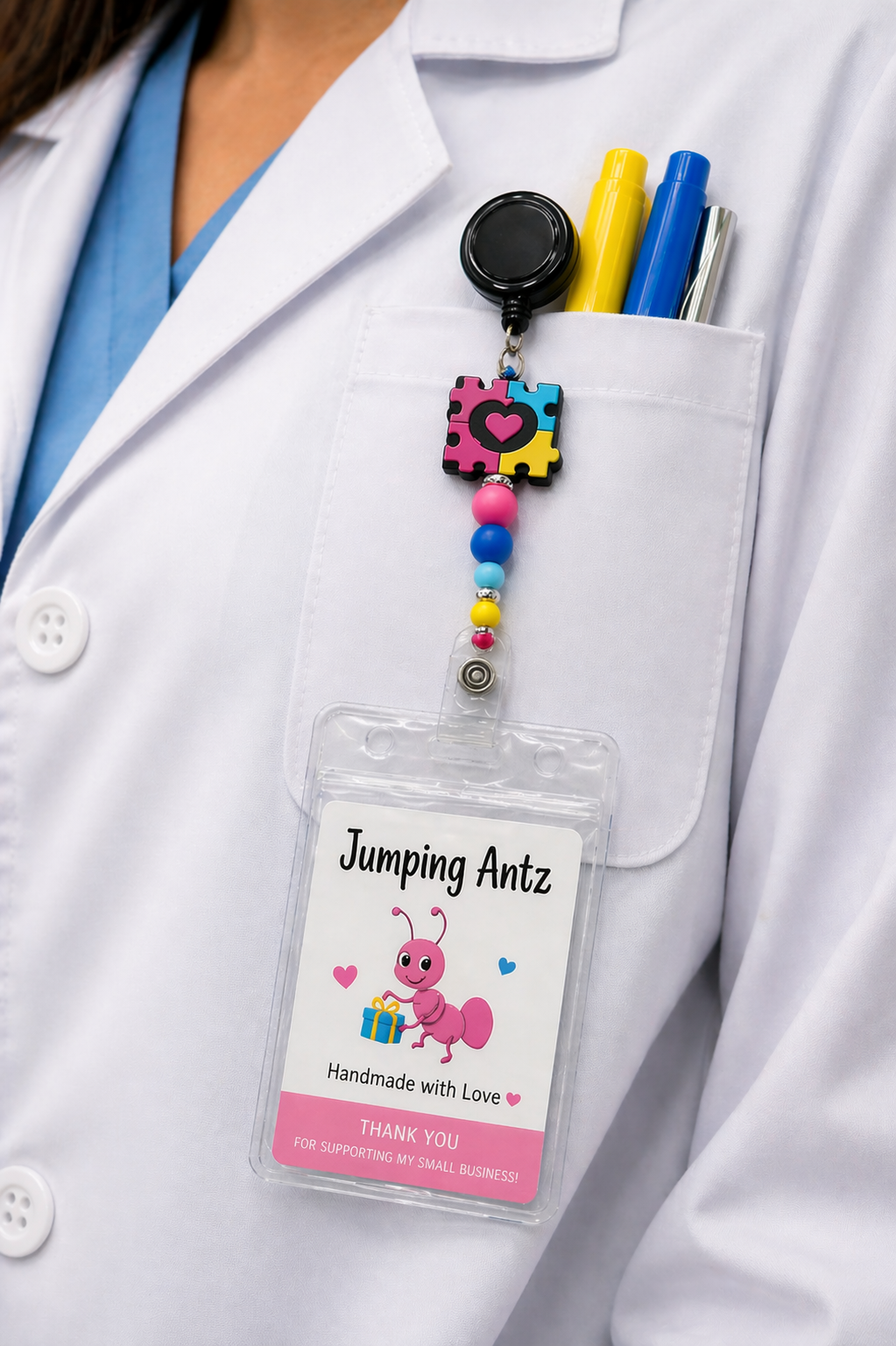Autism Badge Reel, Retractable ID Holder, Nurse Badge Reel, Teacher Gift, Autism Awareness, Cute Badge Reel, Medical Badge