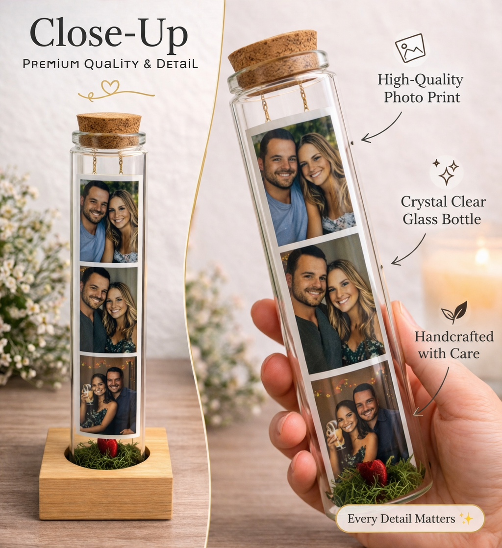 Personalized Photo Bottle XL – Custom Memory Jar Gift for Couples, Anniversary & Family Keepsake