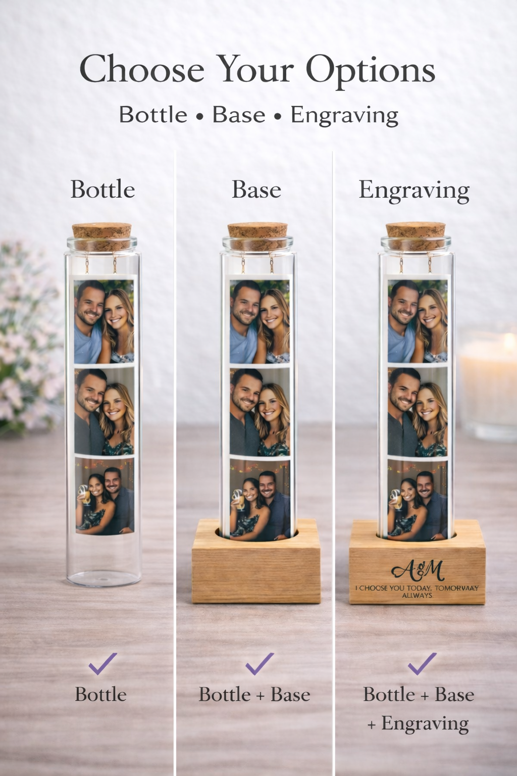 Personalized Photo Bottle XL – Custom Memory Jar Gift for Couples, Anniversary & Family Keepsake