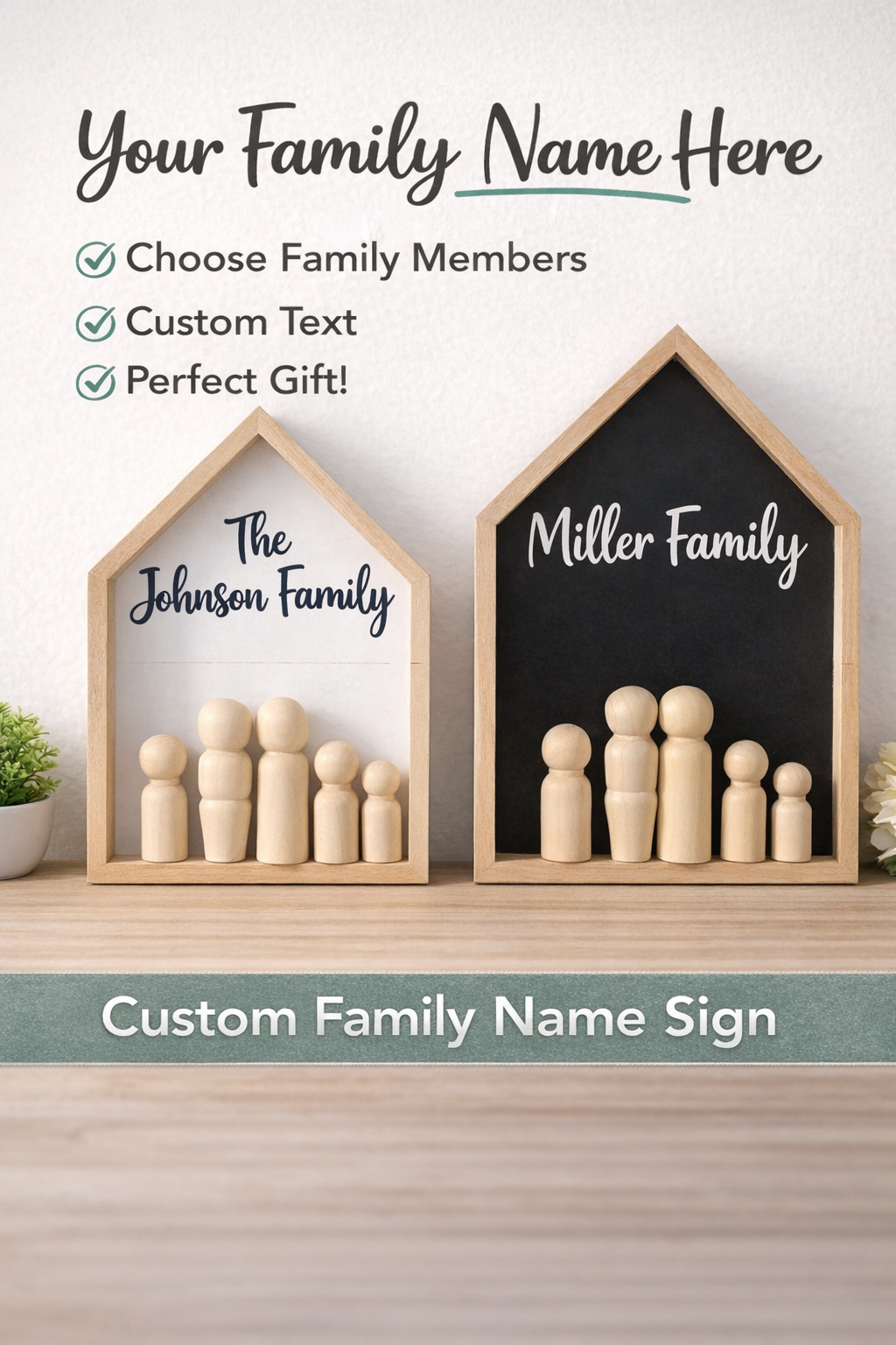 amily house sign black and white home decor wall sign