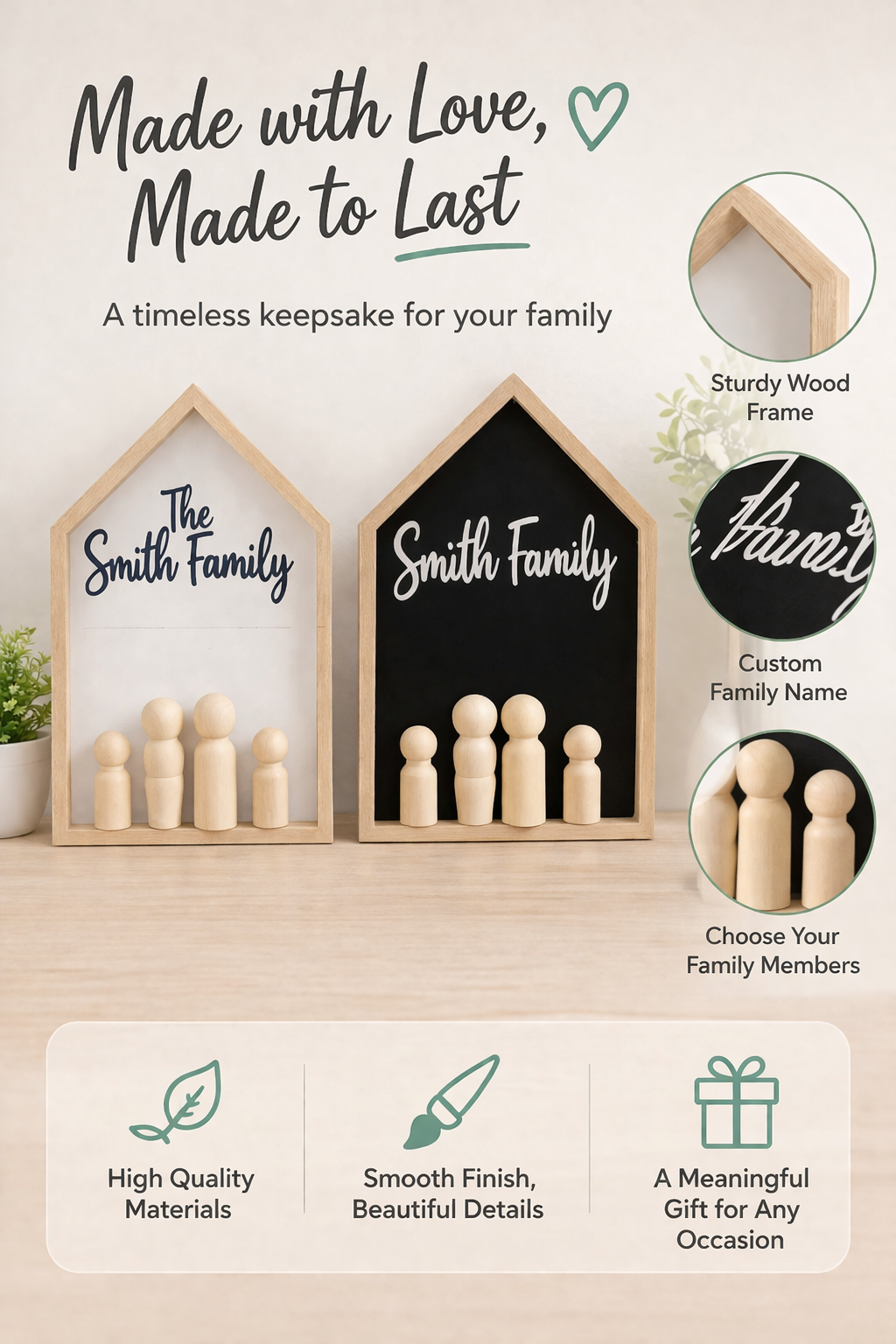 Personalized Family House Sign | Wooden Family Name Sign | Custom Last Name Home Decor | Minimalist Family Gift