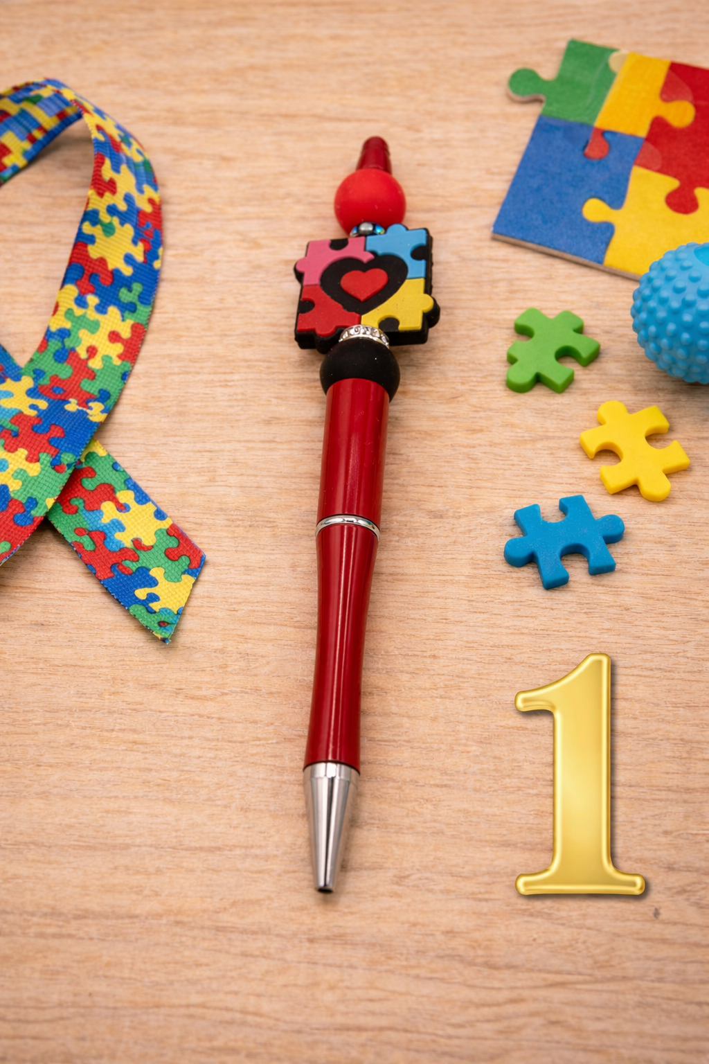 Autism Awareness Beaded Pen | Handmade Gift | Teacher Gift | Sensory Friendly | Meaningful Desk Accessory