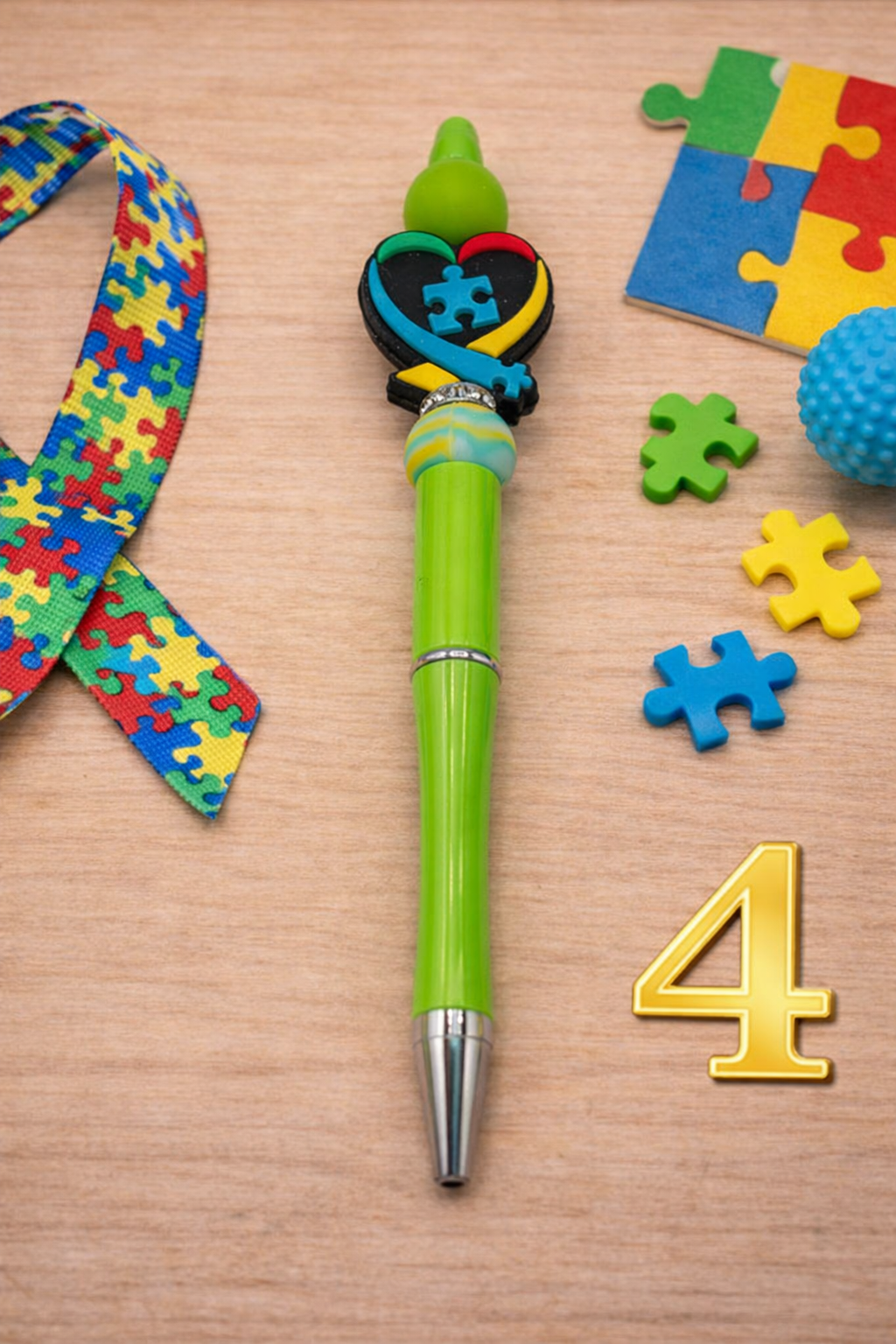 Autism Awareness Beaded Pen | Handmade Gift | Teacher Gift | Sensory Friendly | Meaningful Desk Accessory