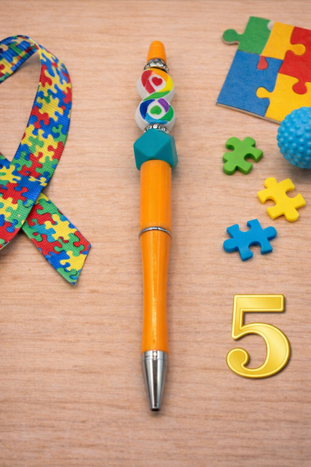 Autism Awareness Beaded Pen | Handmade Gift | Teacher Gift | Sensory Friendly | Meaningful Desk Accessory