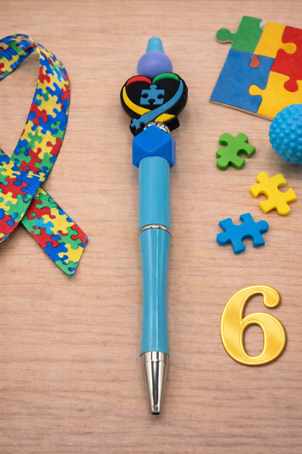 Autism Awareness Beaded Pen | Handmade Gift | Teacher Gift | Sensory Friendly | Meaningful Desk Accessory