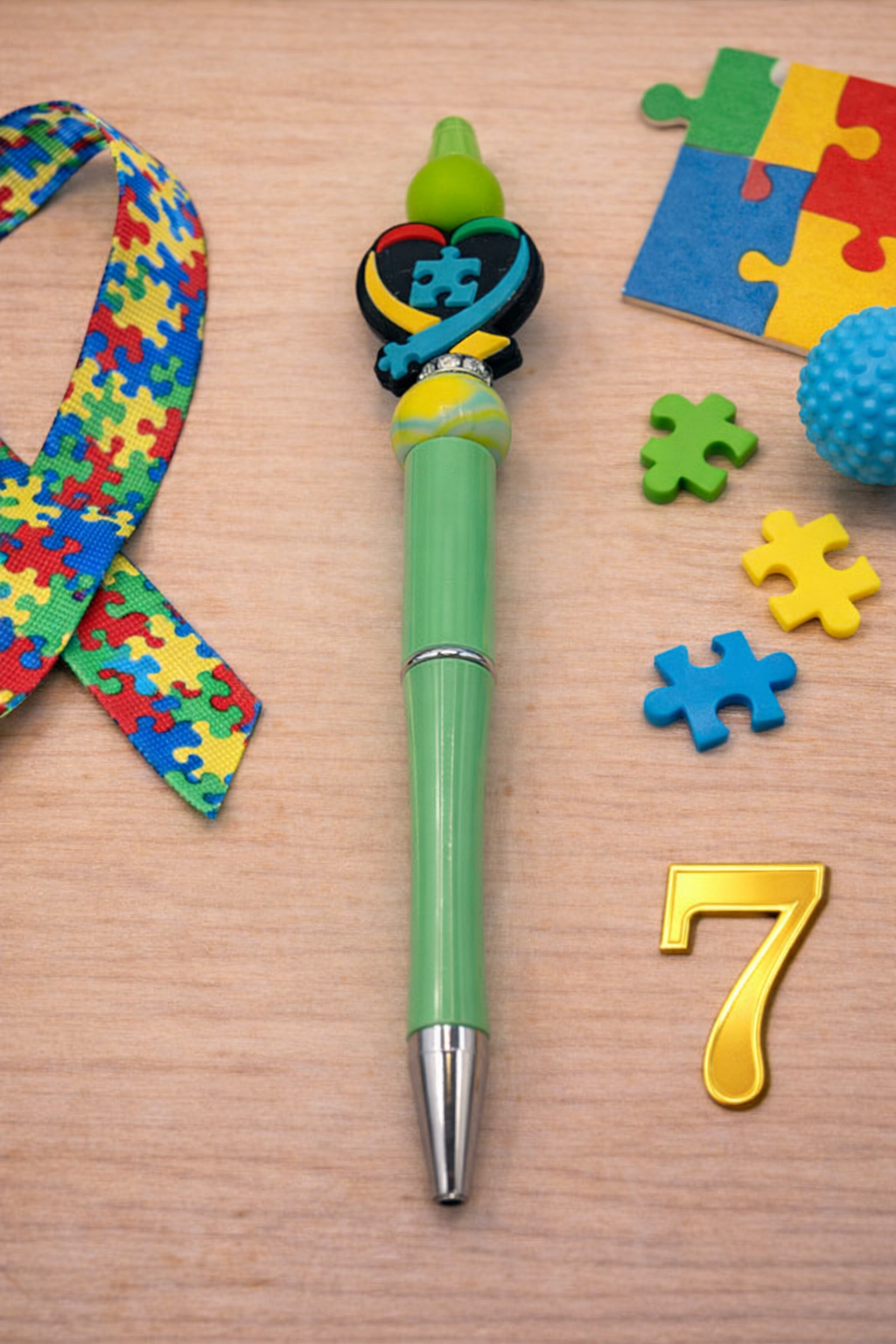 Autism Awareness Beaded Pen | Handmade Gift | Teacher Gift | Sensory Friendly | Meaningful Desk Accessory