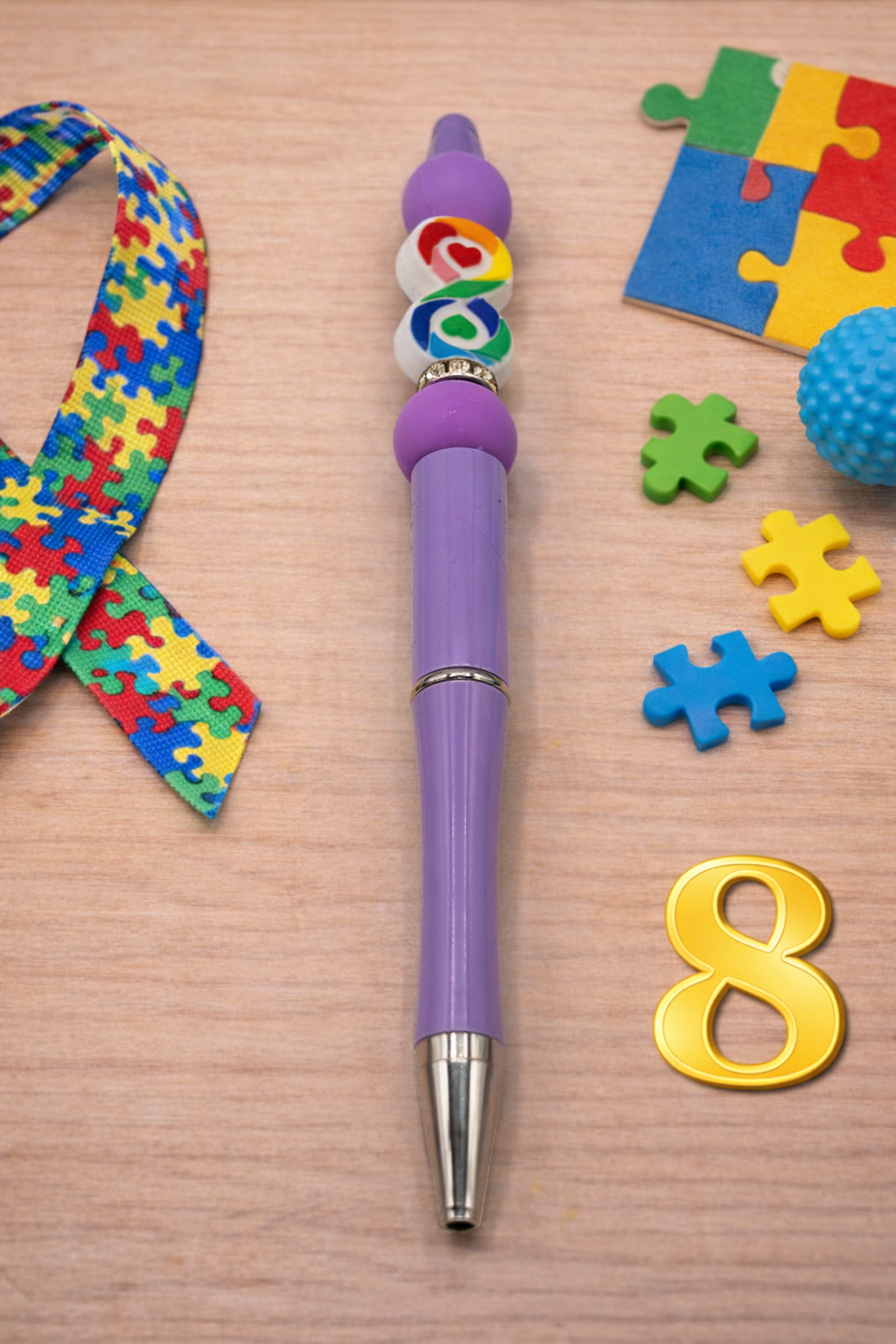 Autism Awareness Beaded Pen | Handmade Gift | Teacher Gift | Sensory Friendly | Meaningful Desk Accessory