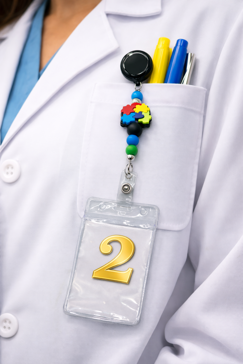 Autism Badge Reel, Retractable ID Holder, Nurse Badge Reel, Teacher Gift, Autism Awareness, Cute Badge Reel, Medical Badge
