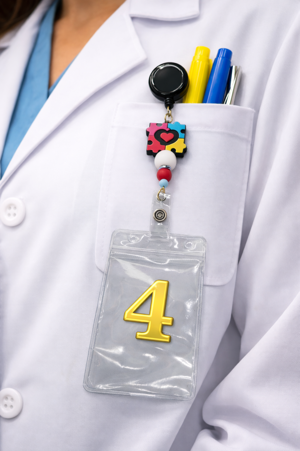 Autism Badge Reel, Retractable ID Holder, Nurse Badge Reel, Teacher Gift, Autism Awareness, Cute Badge Reel, Medical Badge