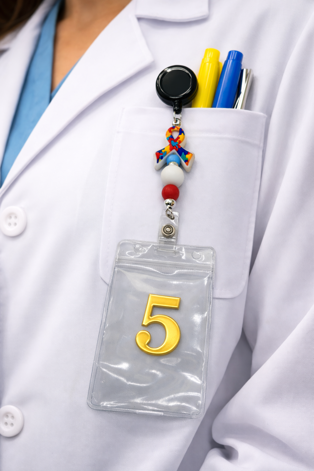 Autism Badge Reel, Retractable ID Holder, Nurse Badge Reel, Teacher Gift, Autism Awareness, Cute Badge Reel, Medical Badge