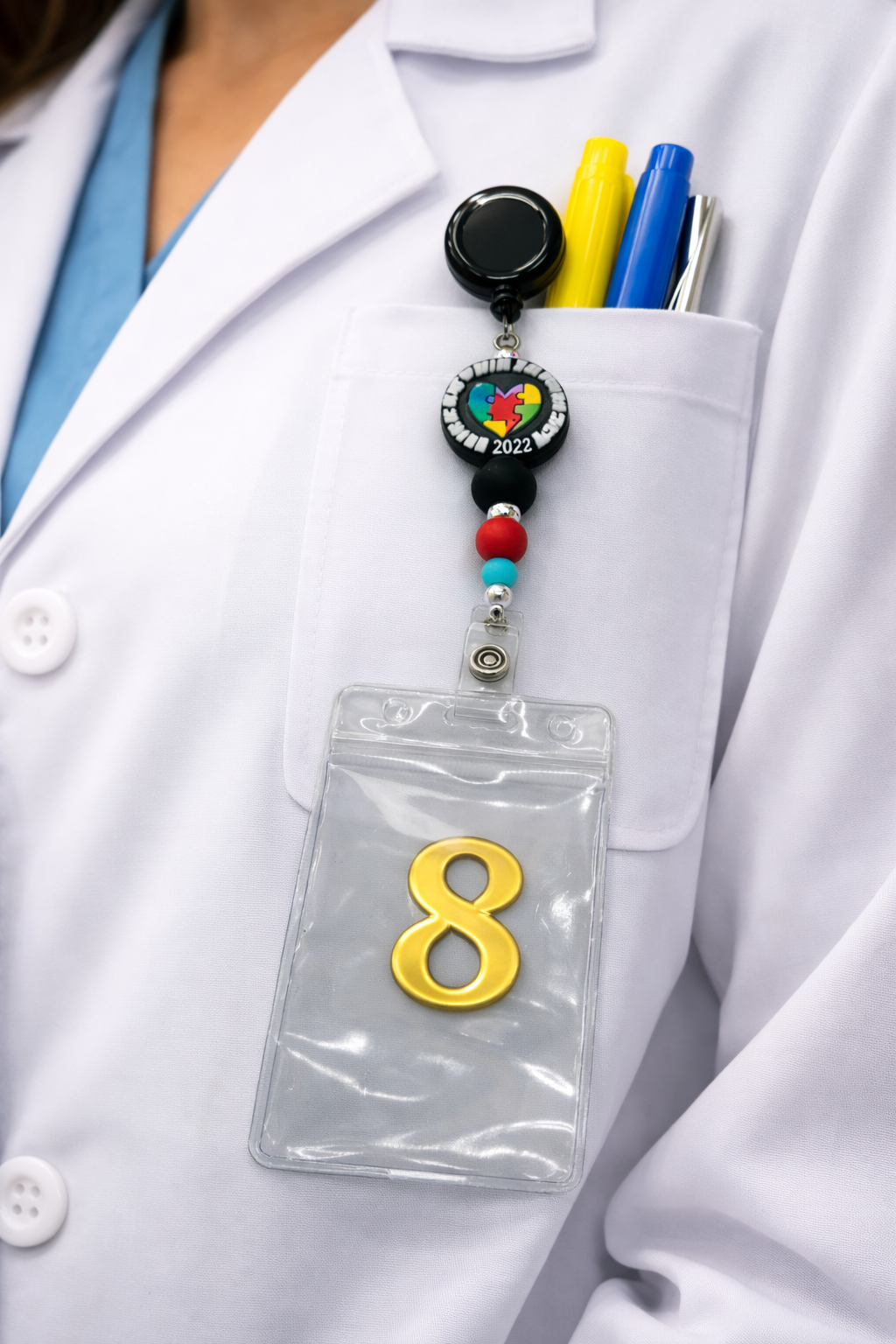 Autism Badge Reel, Retractable ID Holder, Nurse Badge Reel, Teacher Gift, Autism Awareness, Cute Badge Reel, Medical Badge