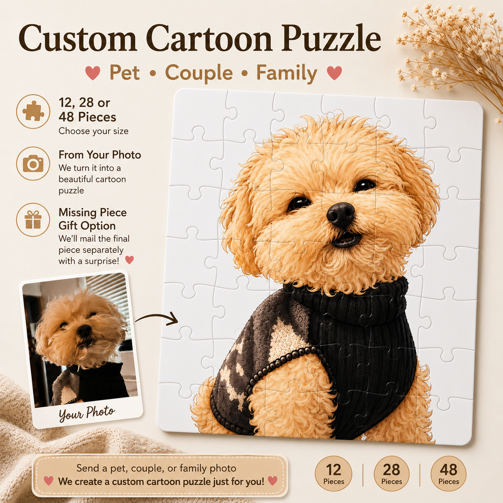 Custom Cartoon Pet Puzzle – Personalized Pet, Owner or Family Photo Puzzle