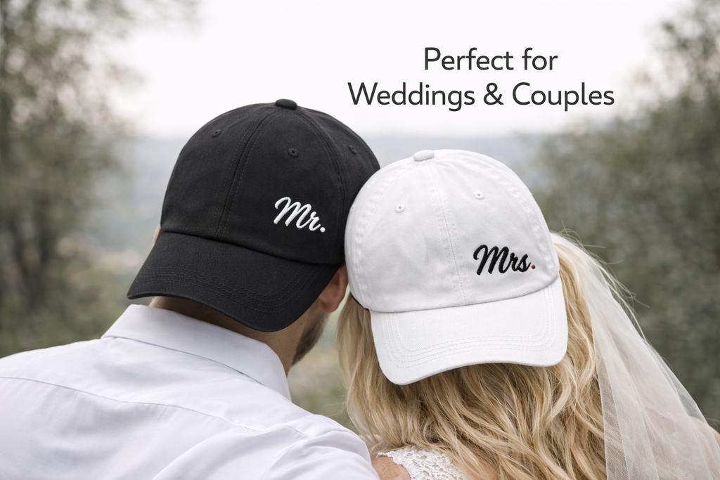 Mr & Mrs Matching Hats – Embroidered Couple Caps