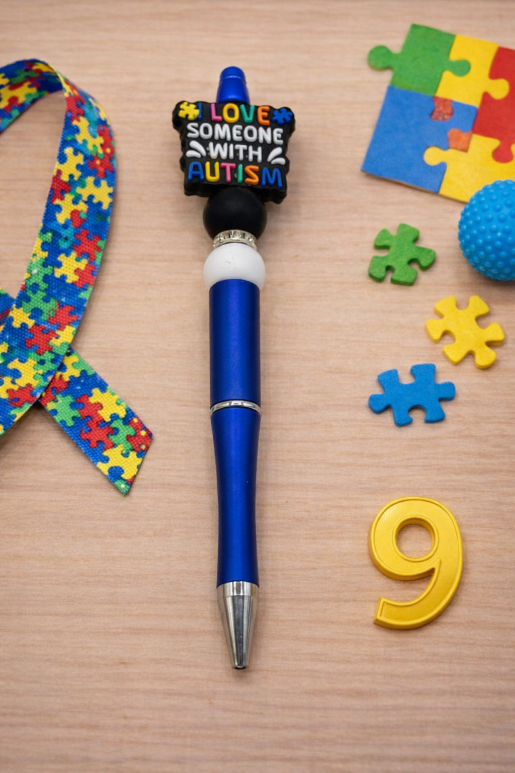 Autism Awareness Beaded Pen | Handmade Gift | Teacher Gift | Sensory Friendly | Meaningful Desk Accessory