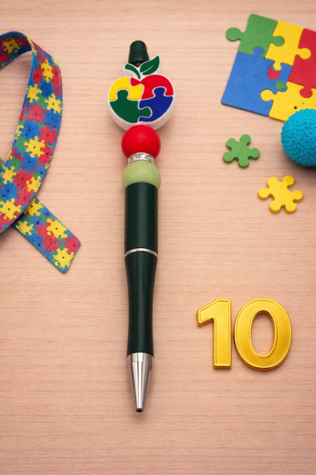 Autism Awareness Beaded Pen | Handmade Gift | Teacher Gift | Sensory Friendly | Meaningful Desk Accessory