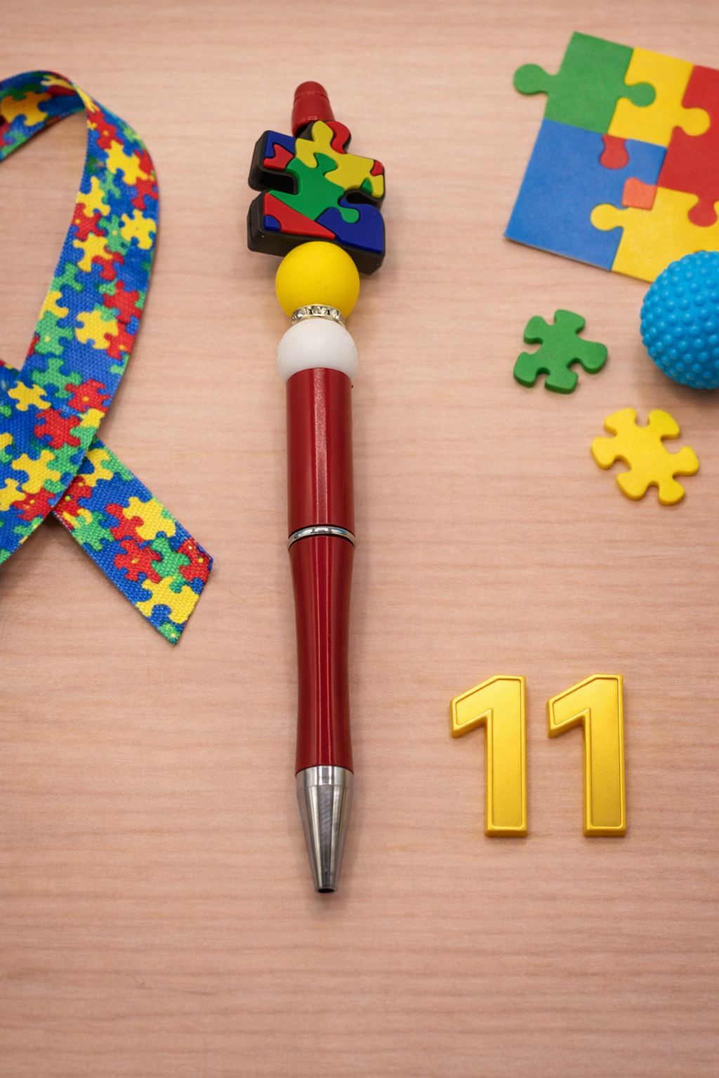 Autism Awareness Beaded Pen | Handmade Gift | Teacher Gift | Sensory Friendly | Meaningful Desk Accessory