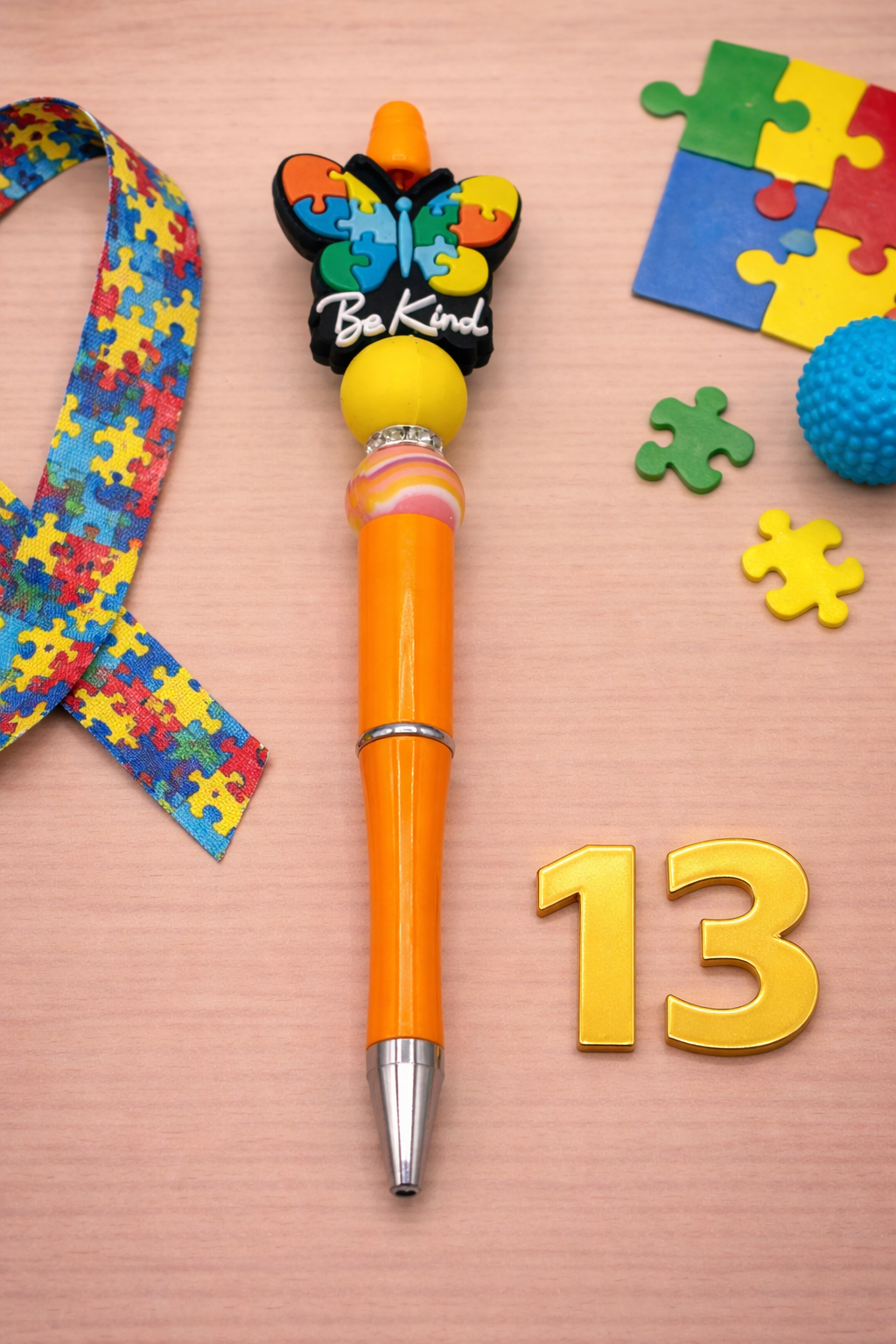 Autism Awareness Beaded Pen | Handmade Gift | Teacher Gift | Sensory Friendly | Meaningful Desk Accessory
