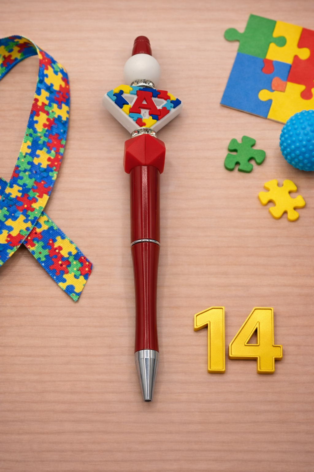 Autism Awareness Beaded Pen | Handmade Gift | Teacher Gift | Sensory Friendly | Meaningful Desk Accessory