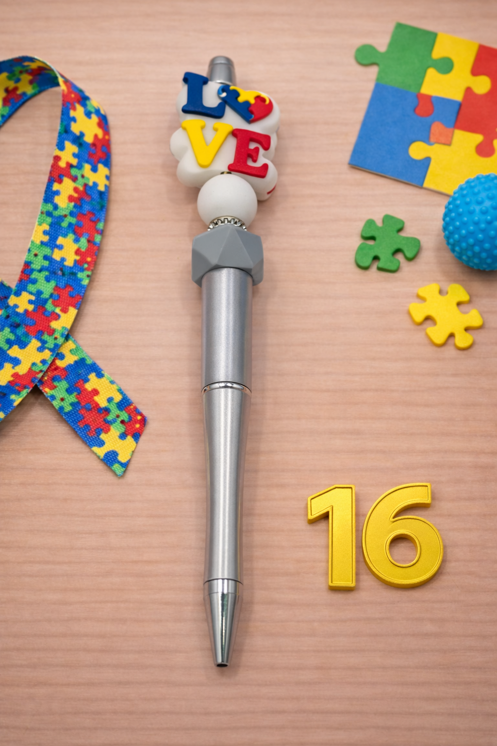 Autism Awareness Beaded Pen | Handmade Gift | Teacher Gift | Sensory Friendly | Meaningful Desk Accessory