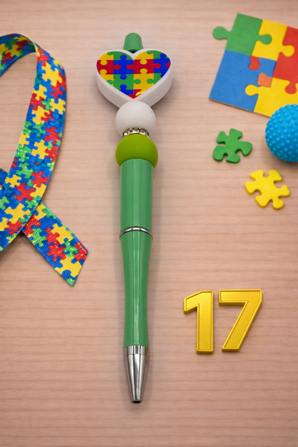 Autism Awareness Beaded Pen | Handmade Gift | Teacher Gift | Sensory Friendly | Meaningful Desk Accessory