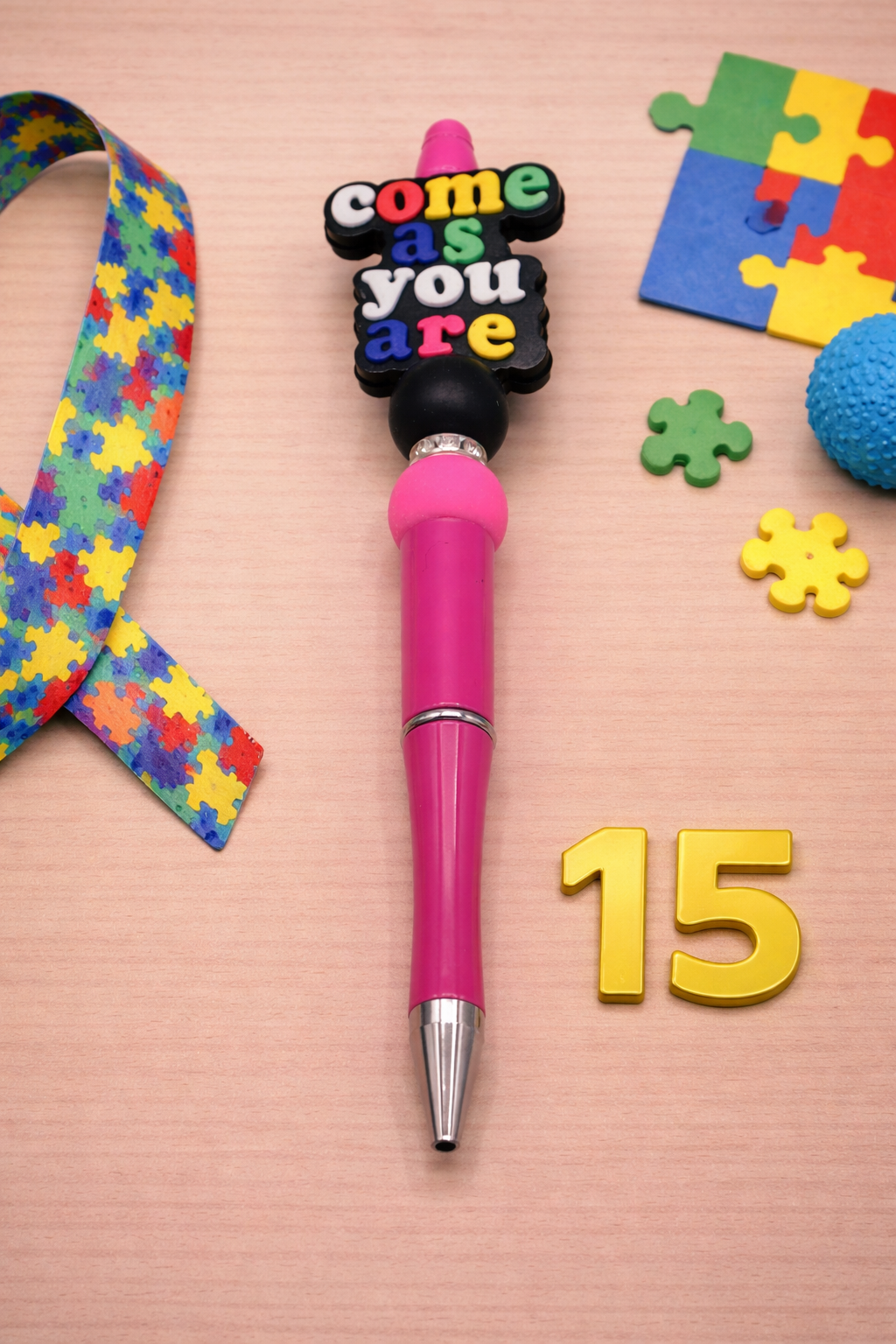 Autism Awareness Beaded Pen | Handmade Gift | Teacher Gift | Sensory Friendly | Meaningful Desk Accessory