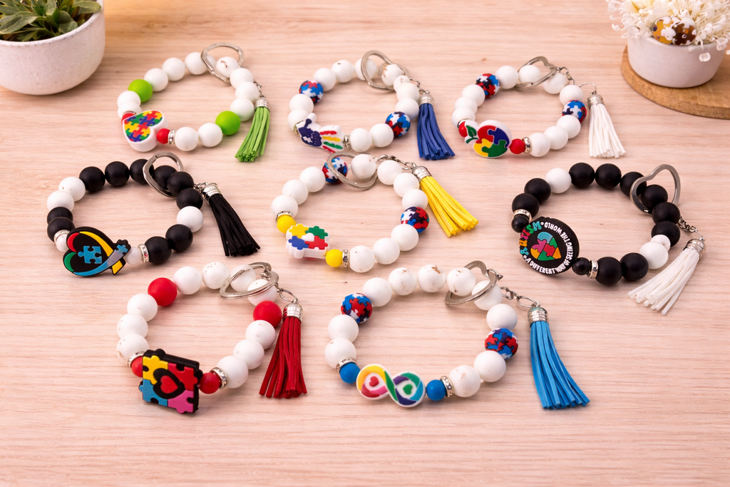 cute wristlet keychain bracelet with keys holder