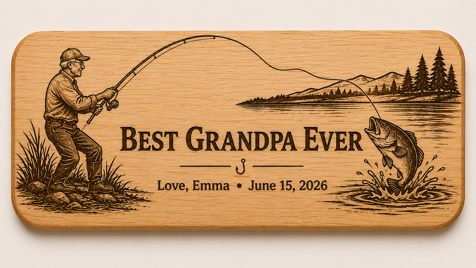 Personalized Wooden Bottle Opener Gift for Dad or Grandpa