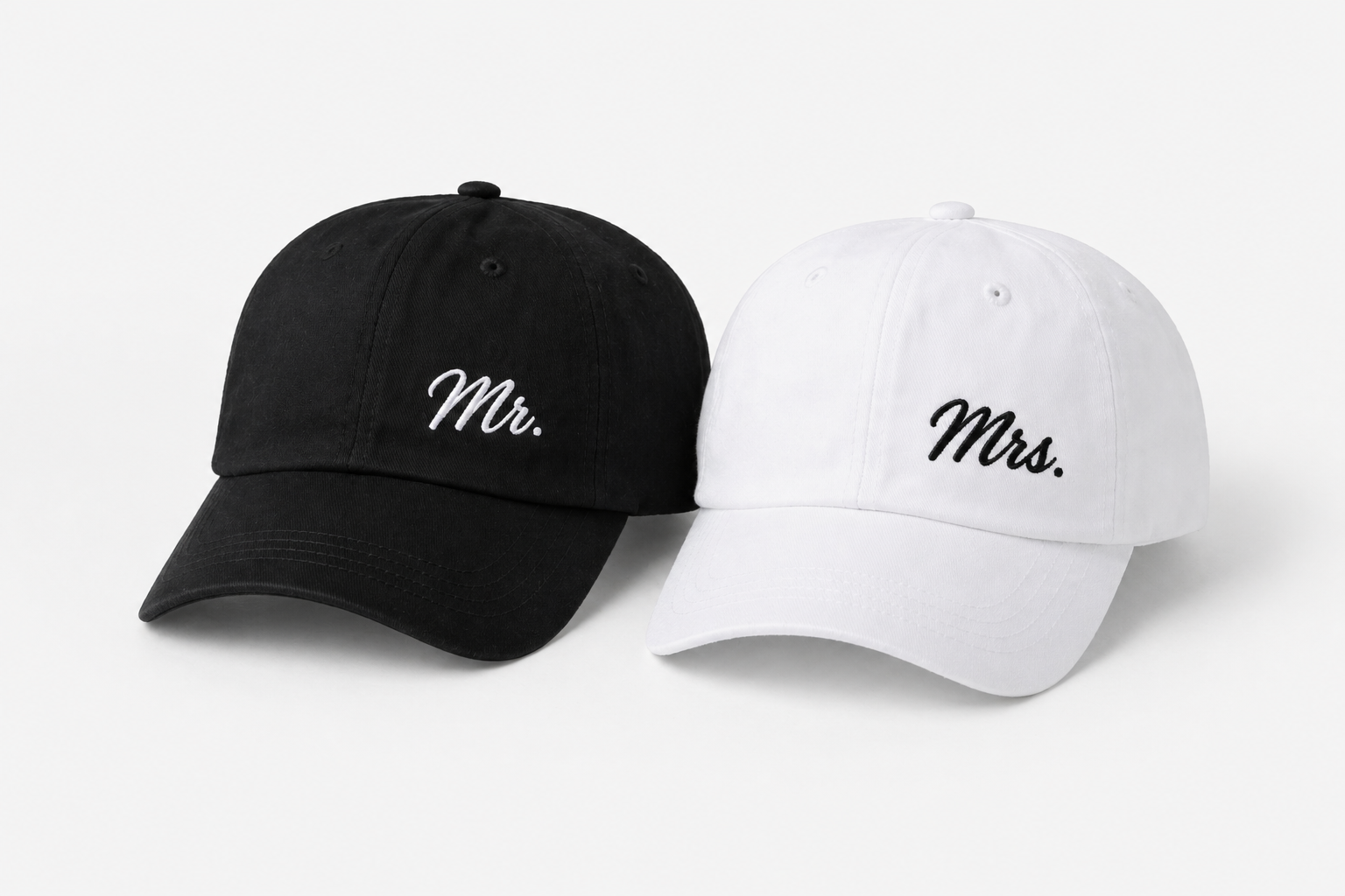 Mr. and Mrs. matching hats for couples, wedding, or anniversary gift.